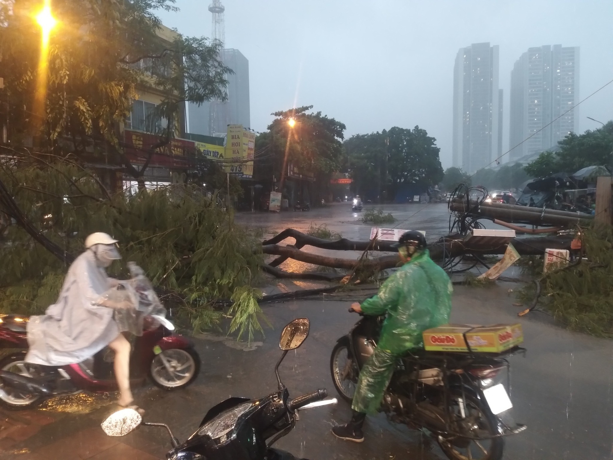 Hà Nội mưa dông mạnh gây thiệt hại nặng , gió thổi bật gốc cây và đổ cột điện - Ảnh 8.