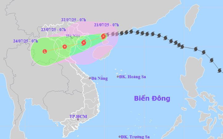 Bão số 3 (Wipha) dự báo đổ bộ vào Quảng Ninh - Nghệ An từ tối và đêm nay 21-7