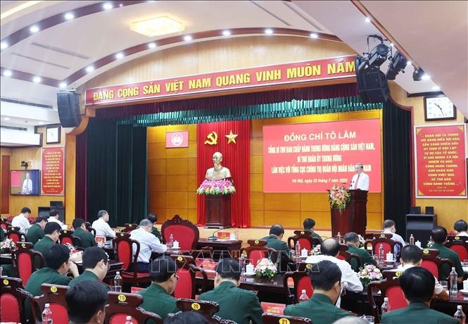 Tổng Bí thư Tô Lâm làm việc với Tổng cục Chính trị Quân đội nhân dân Việt Nam- Ảnh 1.