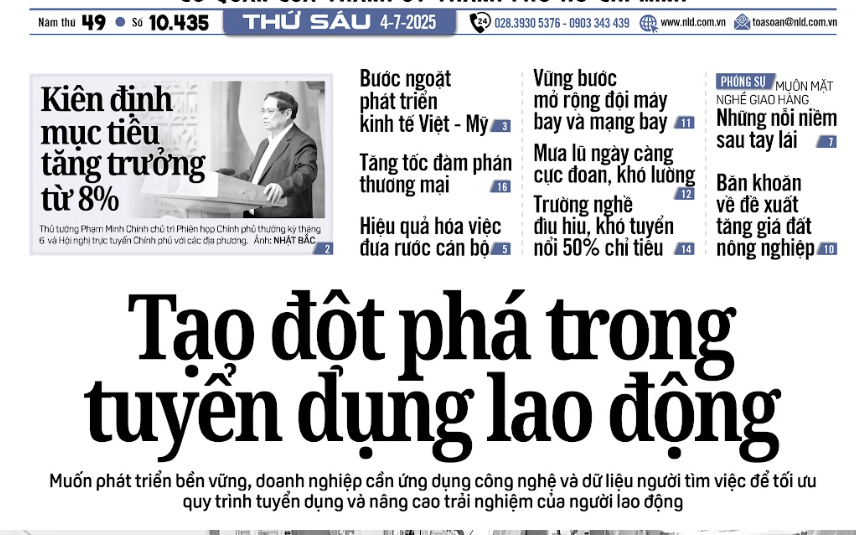 Báo Người Lao Động 4-7: Băn khoăn về đề xuất tăng giá đất nông nghiệp