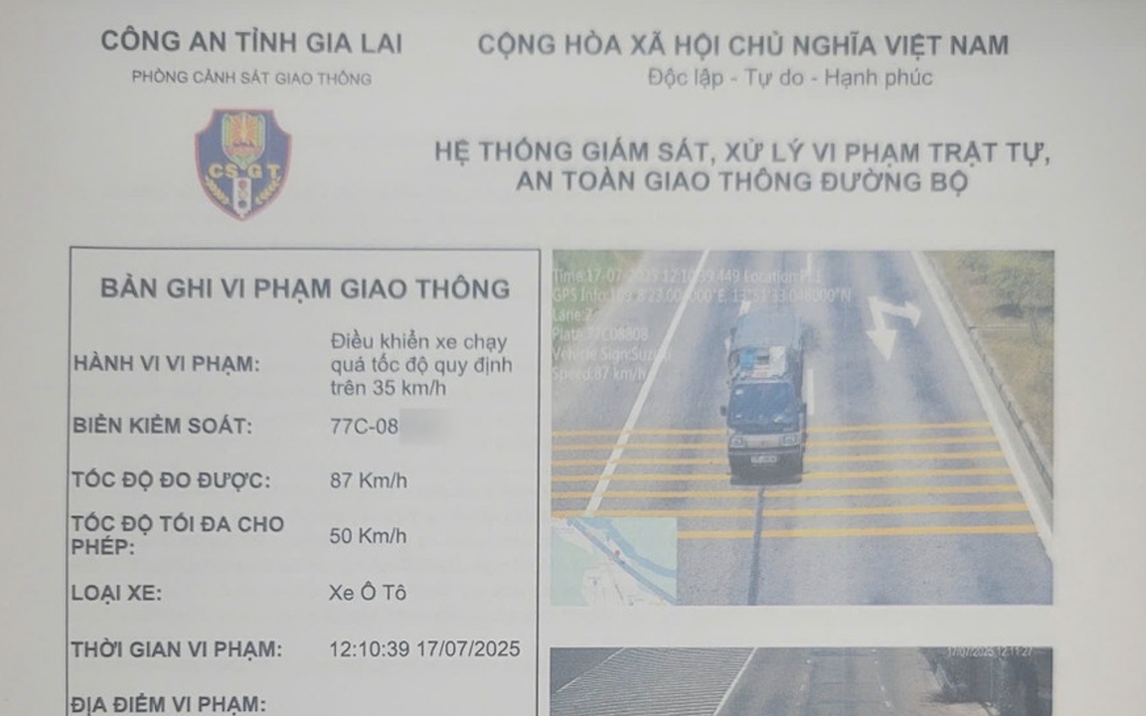 Bất ngờ về xe tải vi phạm tốc độ 21 lần trong 7 tháng ở Gia Lai