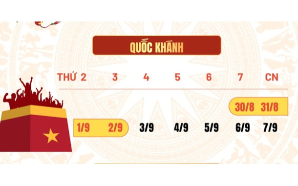 Công chức, viên chức, người lao động sắp nghỉ lễ Quốc khánh dài ngày