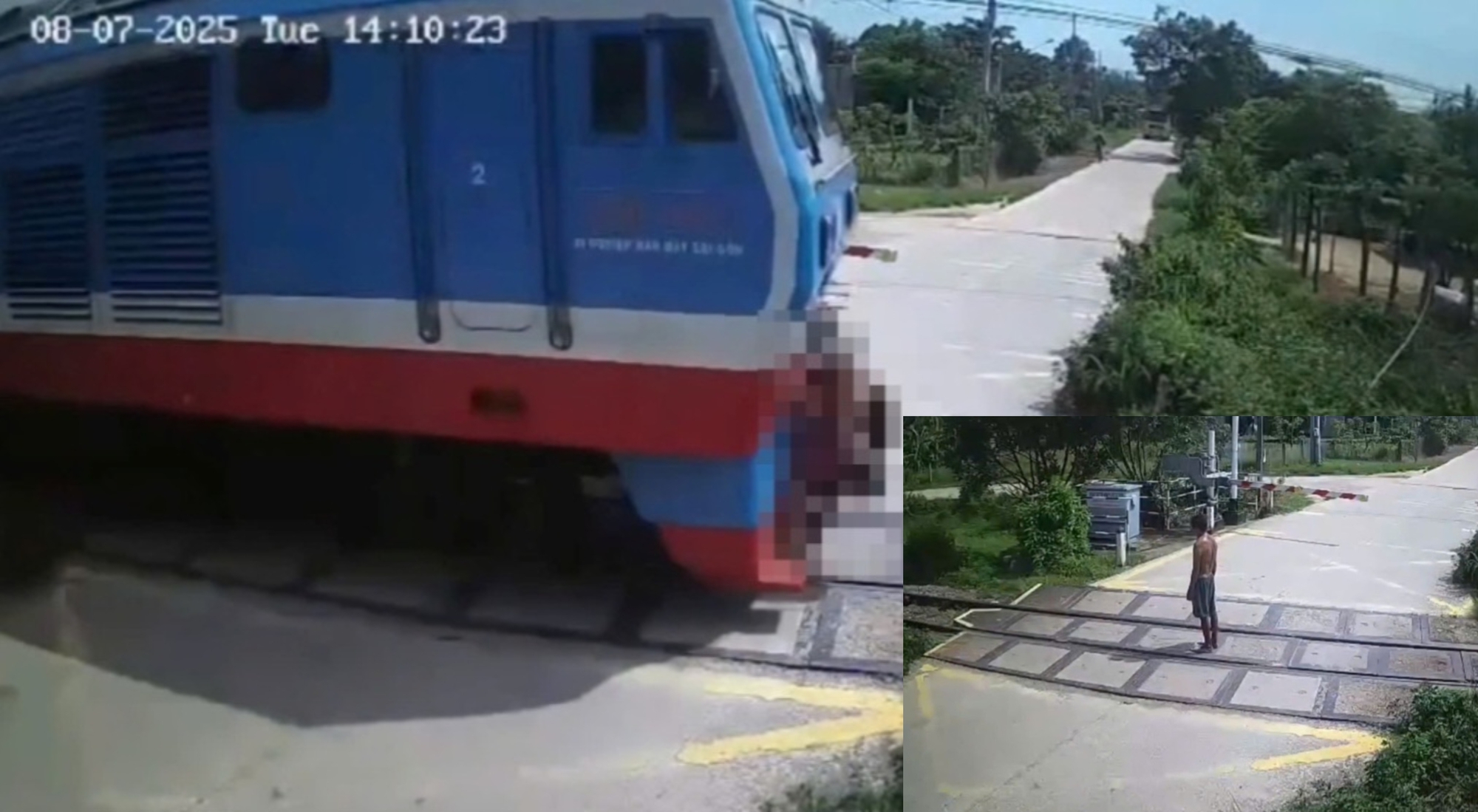 Camera ghi lại khoảnh khắc người đ&agrave;n &ocirc;ng &ldquo;đứng im khi t&agrave;u hỏa lao tới&rdquo; - Ảnh 1.