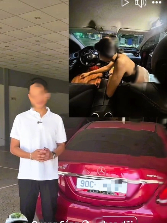 X&aacute;c minh clip đ&ocirc;i nam nữ diễn "cảnh n&oacute;ng" tr&ecirc;n xe xe sang Mercedes C300 m&agrave;u đỏ- Ảnh 2.