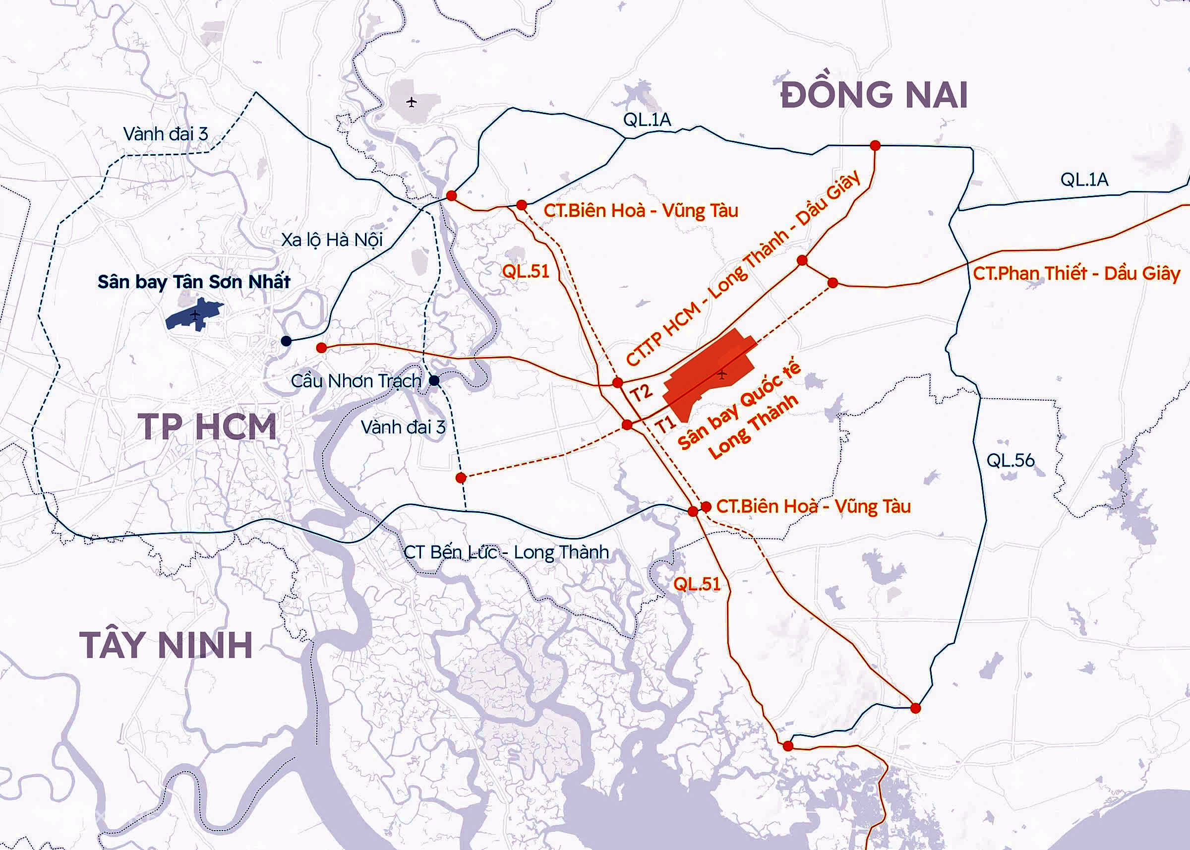 Các tuyến đường cao tốc kết nối sân bay Long Thành và TP HCM , các tỉnh lân cận - Ảnh 1.