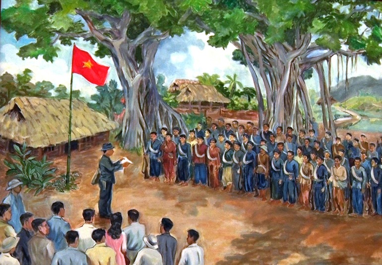 Võ Nguyên Giáp đọc lệnh khởi nghĩa tại cây đa Tân Trào ngày 16 - 8 - 1945 - Ảnh 1.