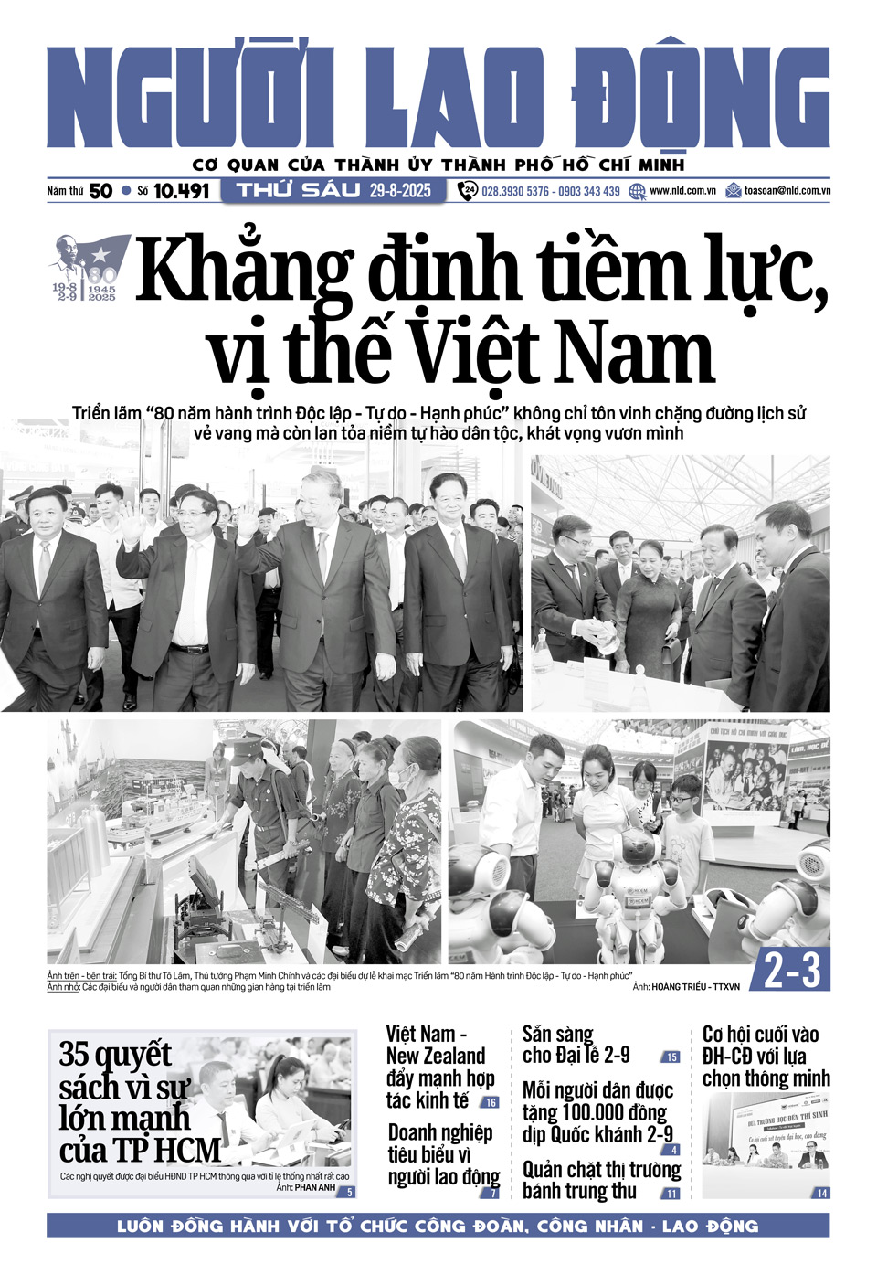 Báo in Người Lao Động 29-8: Khẳng định tiềm lực, vị thế Việt Nam - Ảnh 1.