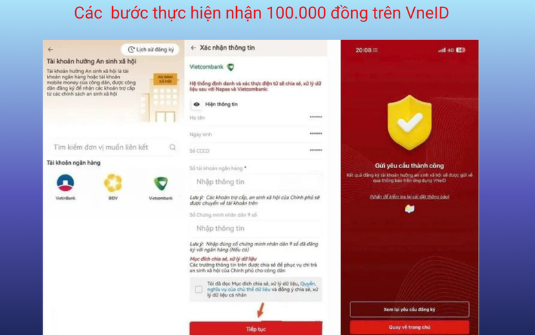 Hướng dẫn chi tiết cách thức nhận 100.000 đồng dịp Quốc khánh 2-9 qua VneID