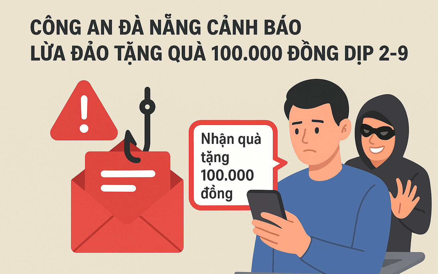 Công an Đà Nẵng cảnh báo thủ đoạn lừa đảo lợi dụng chính sách tặng quà 100.000 đồng dịp lễ 2-9