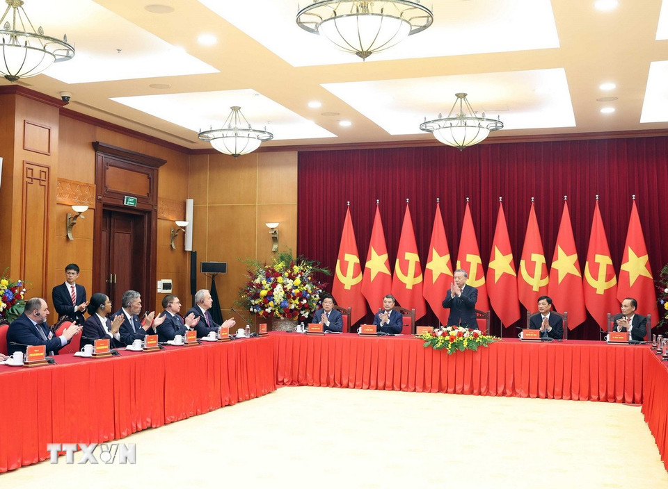 Tổng Bí thư Tô Lâm tiếp Trưởng đoàn chính đảng các nước - Ảnh 1.