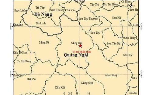 Hai trận động đất liên tiếp, gây rung chấn nhiều xã miền núi Quảng Ngãi
