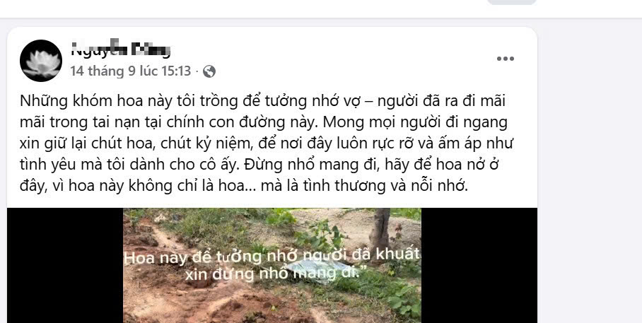 Câu chuyện xúc động về người chồng trồng hoa tưởng nhớ vợ Sau tai nạn giao thông - Ảnh 3.