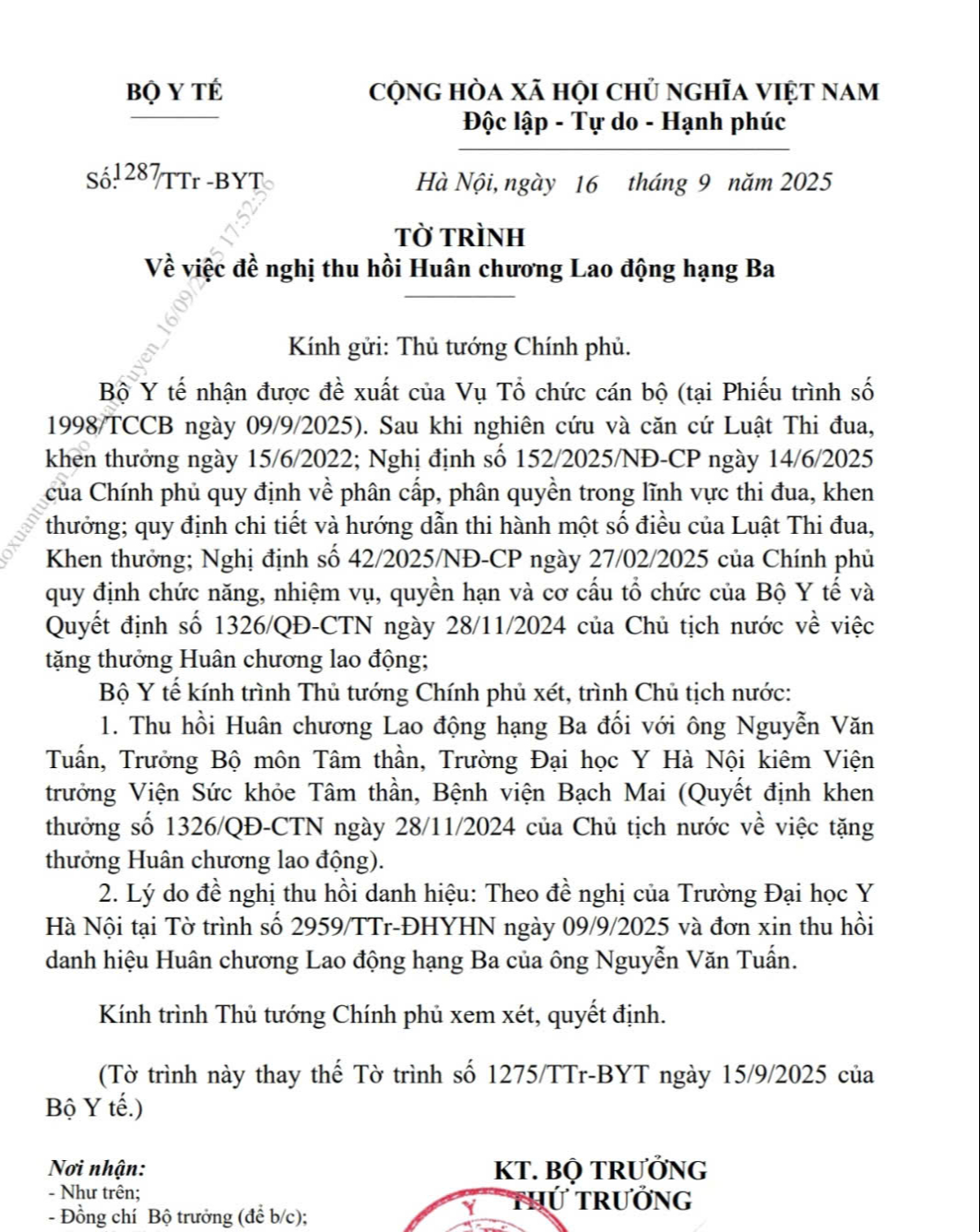 Bộ Y tế đề nghị thu hồi Hu&acirc;n chương Lao động hạng Ba của &ocirc;ng Nguyễn Văn Tuấn- Ảnh 1.