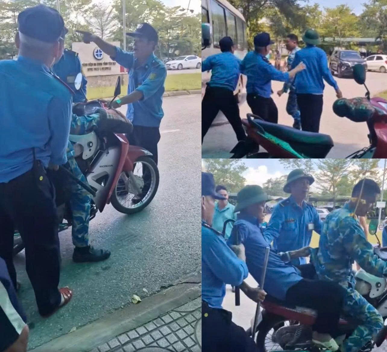 VIDEO: Nhóm bảo vệ đánh hội đồng người đi xe máy chở bệnh nhân trước sảnh bệnh viện- Ảnh 1.