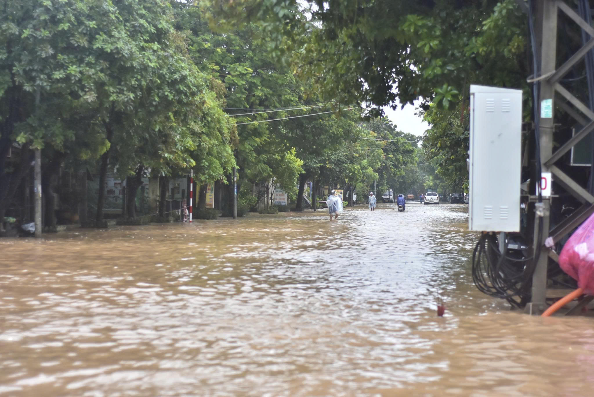 Quảng Trị: Mưa trắng trời, đường phố biến th&agrave;nh s&ocirc;ng do ảnh hưởng b&atilde;o số 10 - Ảnh 3.