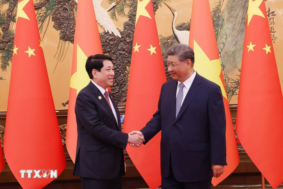 Chủ tịch nước Lương Cường hội đ&agrave;m với Tổng B&iacute; thư, Chủ tịch nước Trung Quốc Tập Cận B&igrave;nh - Ảnh 1.