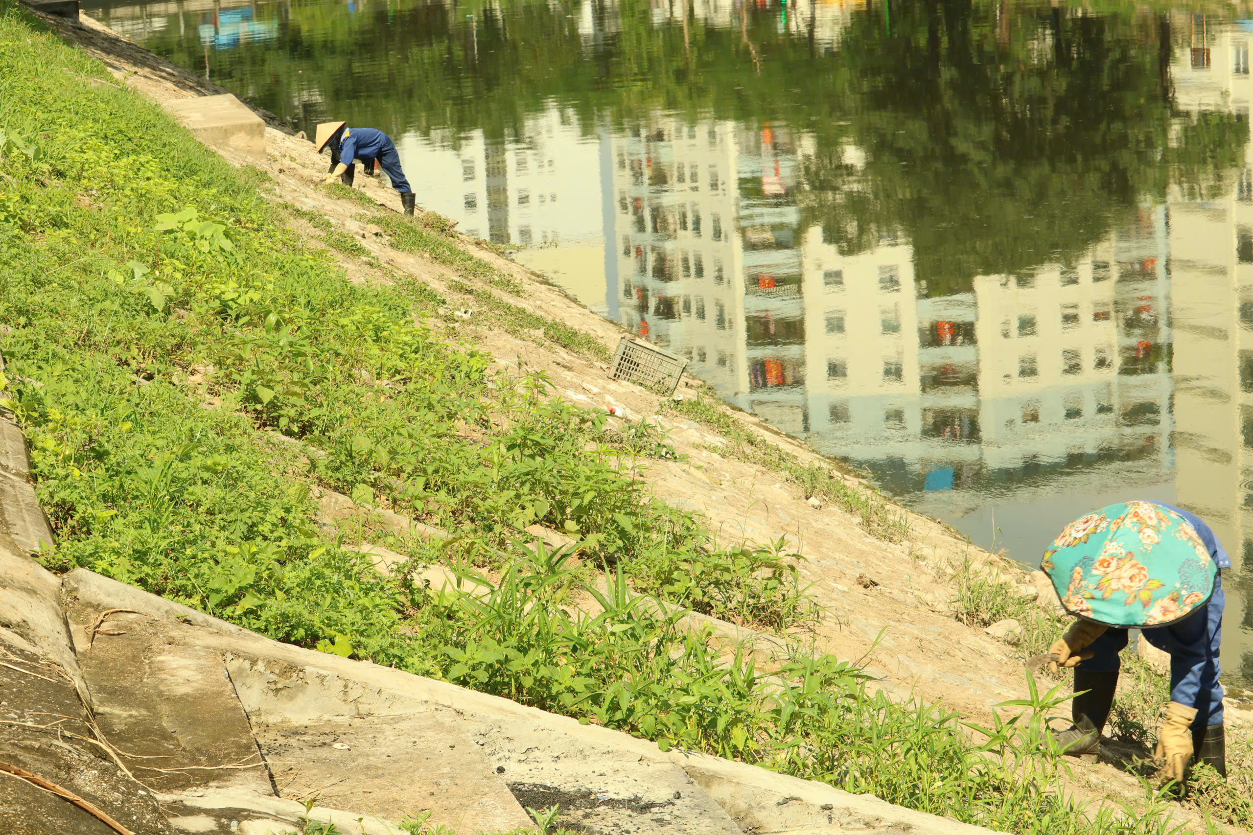 Nước s&ocirc;ng T&ocirc; Lịch lại đen sẫm sau thời gian ngắn trở n&ecirc;n trong xanh- Ảnh 8.