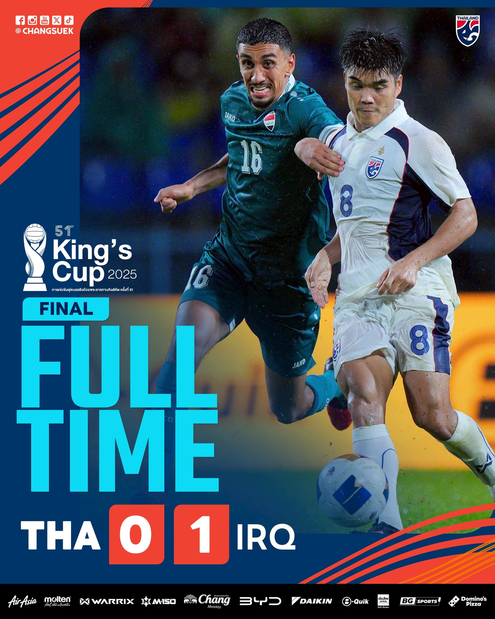 Th&aacute;i Lan thi đấu hơn người vẫn gục ng&atilde; trước Iraq ở chung kết King&rsquo;s Cup- Ảnh 1.