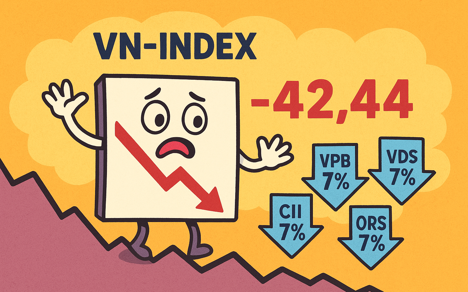 VN-Index lao dốc hơn 42 điểm, khối ngoại "bắt đáy" gần 1.000 tỉ đồng