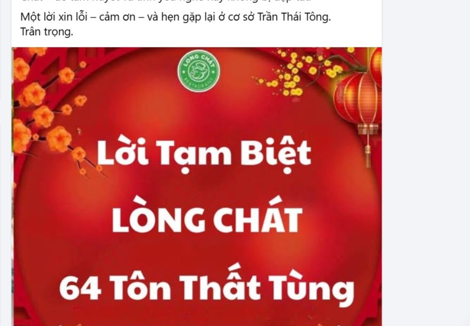 3 th&aacute;ng sau vụ l&ograve;ng se điếu g&acirc;y tranh c&atilde;i, L&ograve;ng "Ch&aacute;t" qu&aacute;n đ&oacute;ng cửa cơ sở gần 10 năm- Ảnh 1.