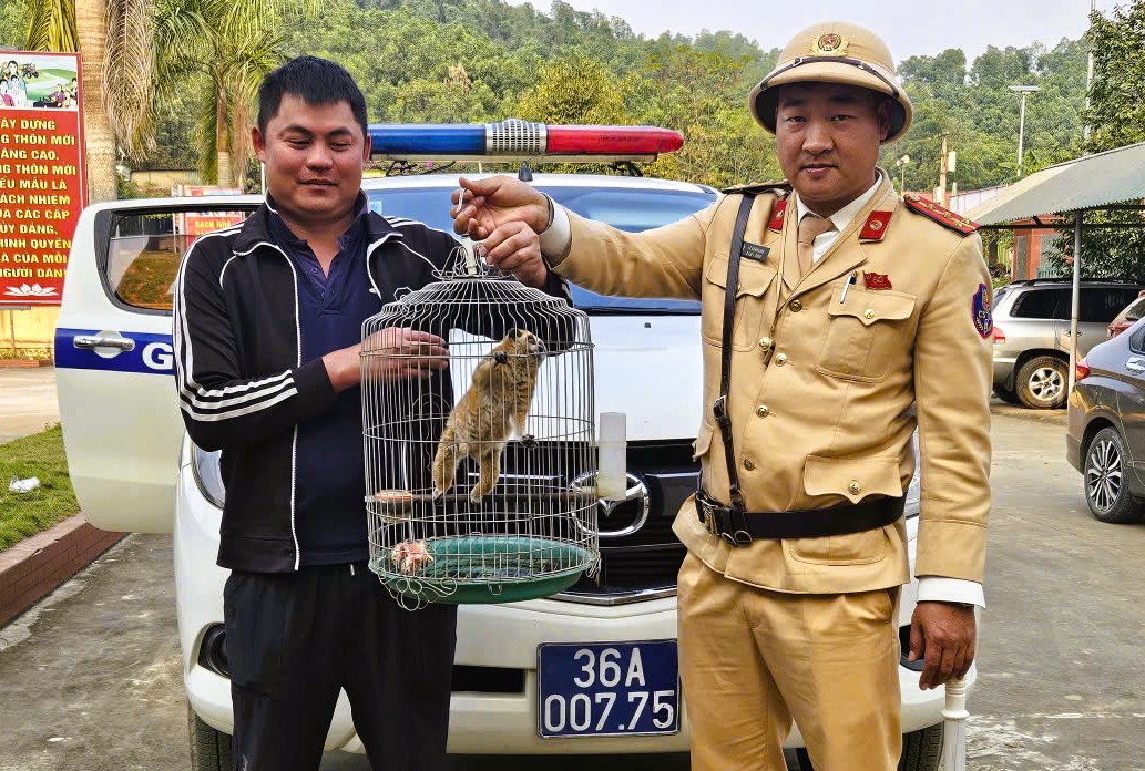 CSGT đang đi tuần, bất ngờ được người dân giao nộp động vật quý hiếm - Ảnh 1.