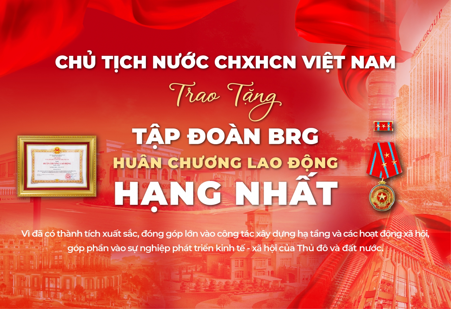 Tập đo&agrave;n BRG vinh dự được trao tặng Hu&acirc;n chương Lao động hạng Nhất - Ảnh 1.