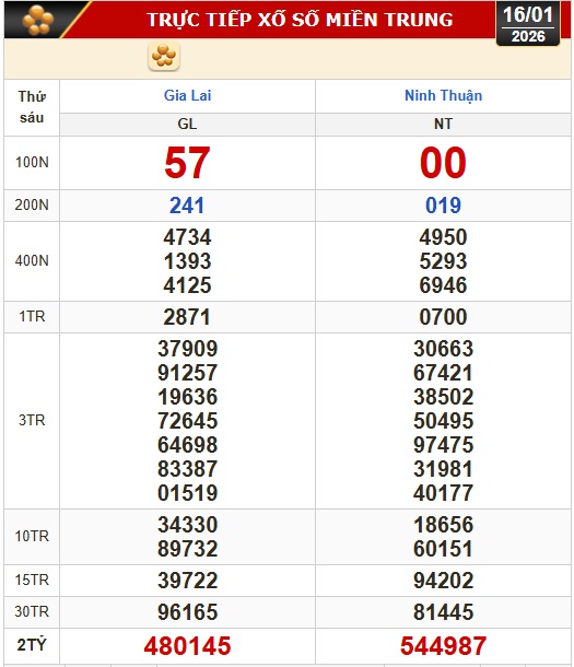 Kết quả xổ số miền Bắc, xổ số miền Trung hôm nay, 16-1: Gia Lai, Ninh Thuận, Hải Phòng - Ảnh 2.