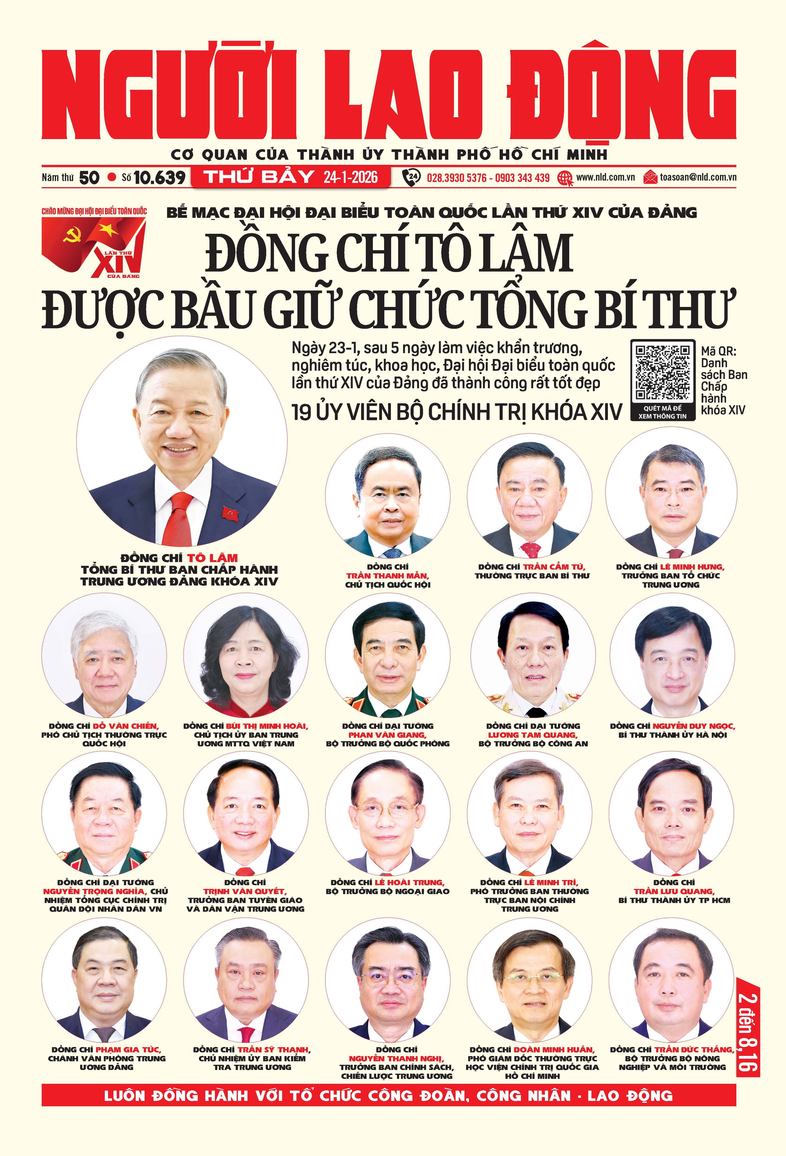 B&aacute;o in ng&agrave;y 24-1: Đại hội XIV của Đảng đ&atilde; th&agrave;nh c&ocirc;ng rực rỡ - Ảnh 1.