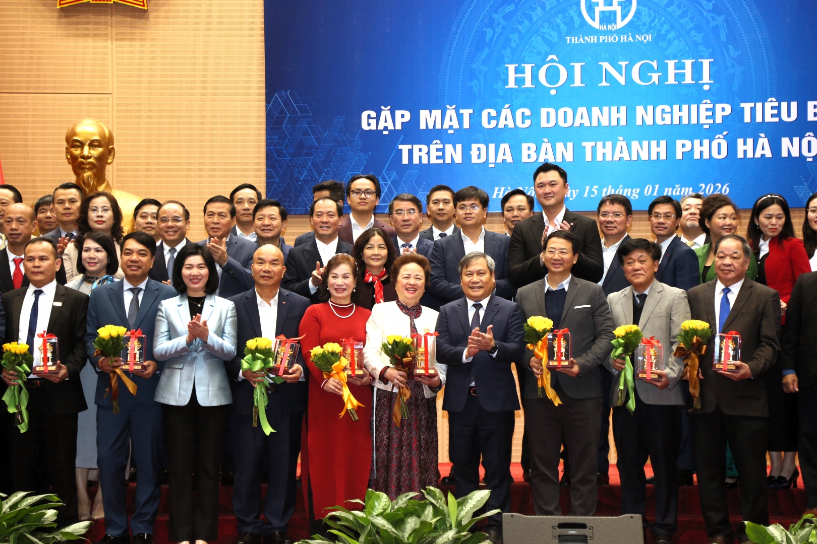 Madame Chủ tịch Nguyễn Thị Nga tham dự Hội nghị gặp mặt c&aacute;c doanh nghiệp ti&ecirc;u biểu TP H&agrave; Nội - Ảnh 1.