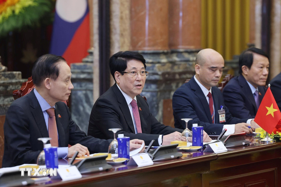 Chủ tịch nước Lương Cường hội kiến Tổng B&iacute; thư, Chủ tịch nước L&agrave;o - Ảnh 6.