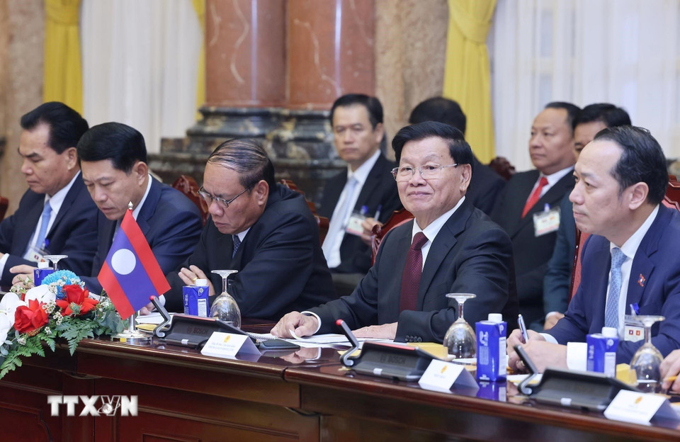 Chủ tịch nước Lương Cường hội kiến Tổng B&iacute; thư, Chủ tịch nước L&agrave;o - Ảnh 8.