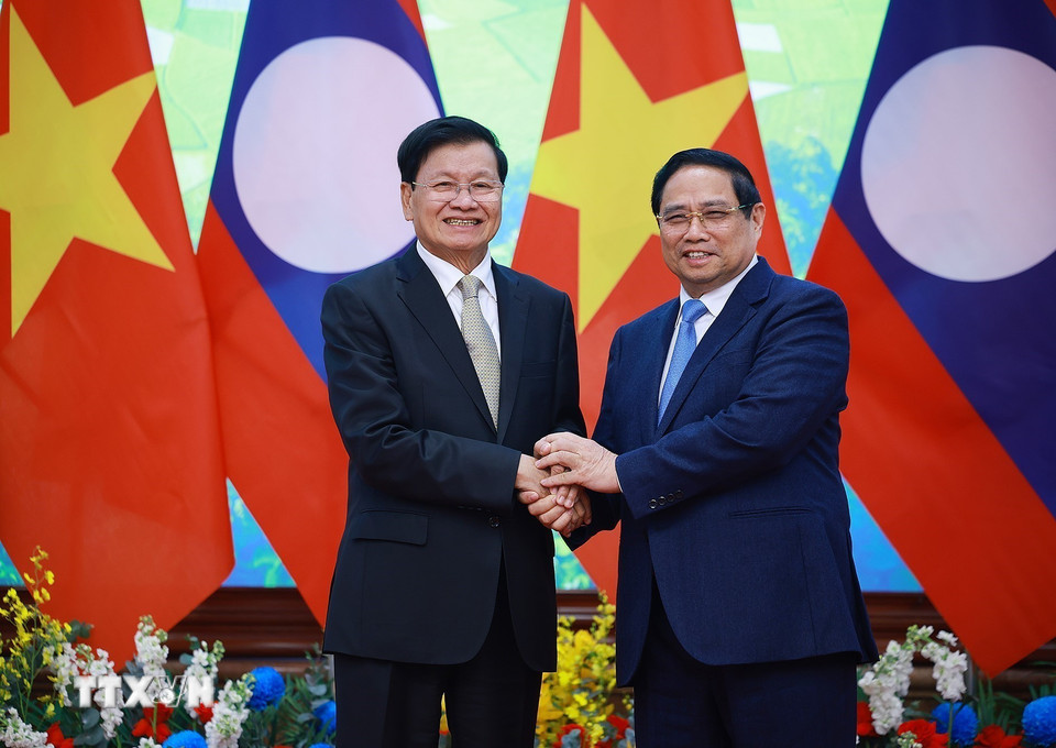Thủ tướng Phạm Minh Ch&iacute;nh hội kiến Tổng B&iacute; thư, Chủ tịch nước L&agrave;o - Ảnh 6.