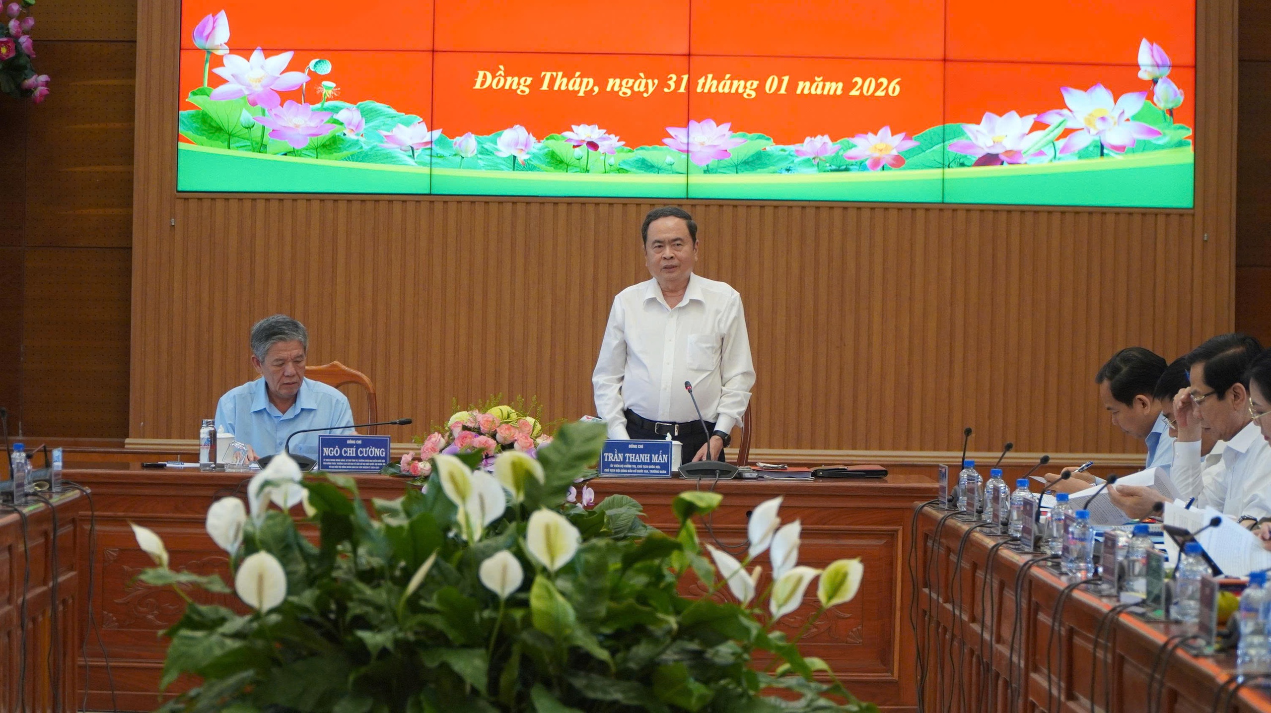 Chủ tịch Quốc hội Trần Thanh Mẫn l&agrave;m việc tại Đồng Th&aacute;p , th&uacute;c đẩy ph&aacute;t triển bầu cử 2026 - Ảnh 3.