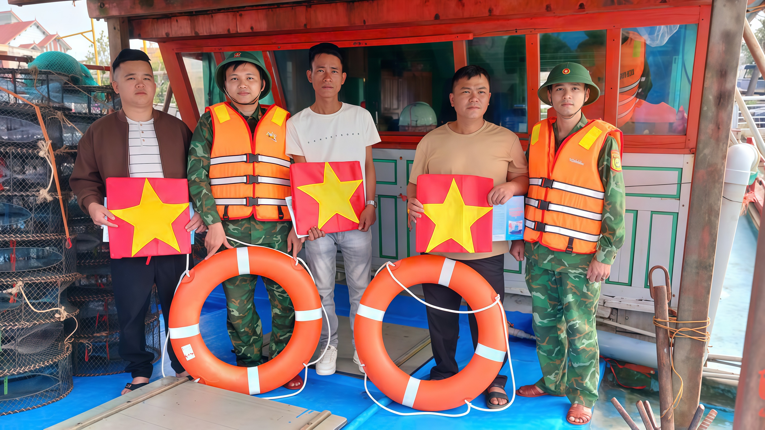 B&aacute;o Người Lao Động trao 300 l&aacute; cờ Tổ quốc, tiếp sức ngư d&acirc;n Quảng Trị vươn khơi - Ảnh 2.