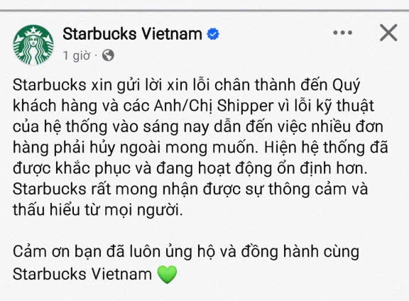 Starbucks Việt Nam xin lỗi v&igrave; sự cố gi&aacute; 0 đồng khiến kh&aacute;ch h&agrave;ng hoang mang - Ảnh 3.