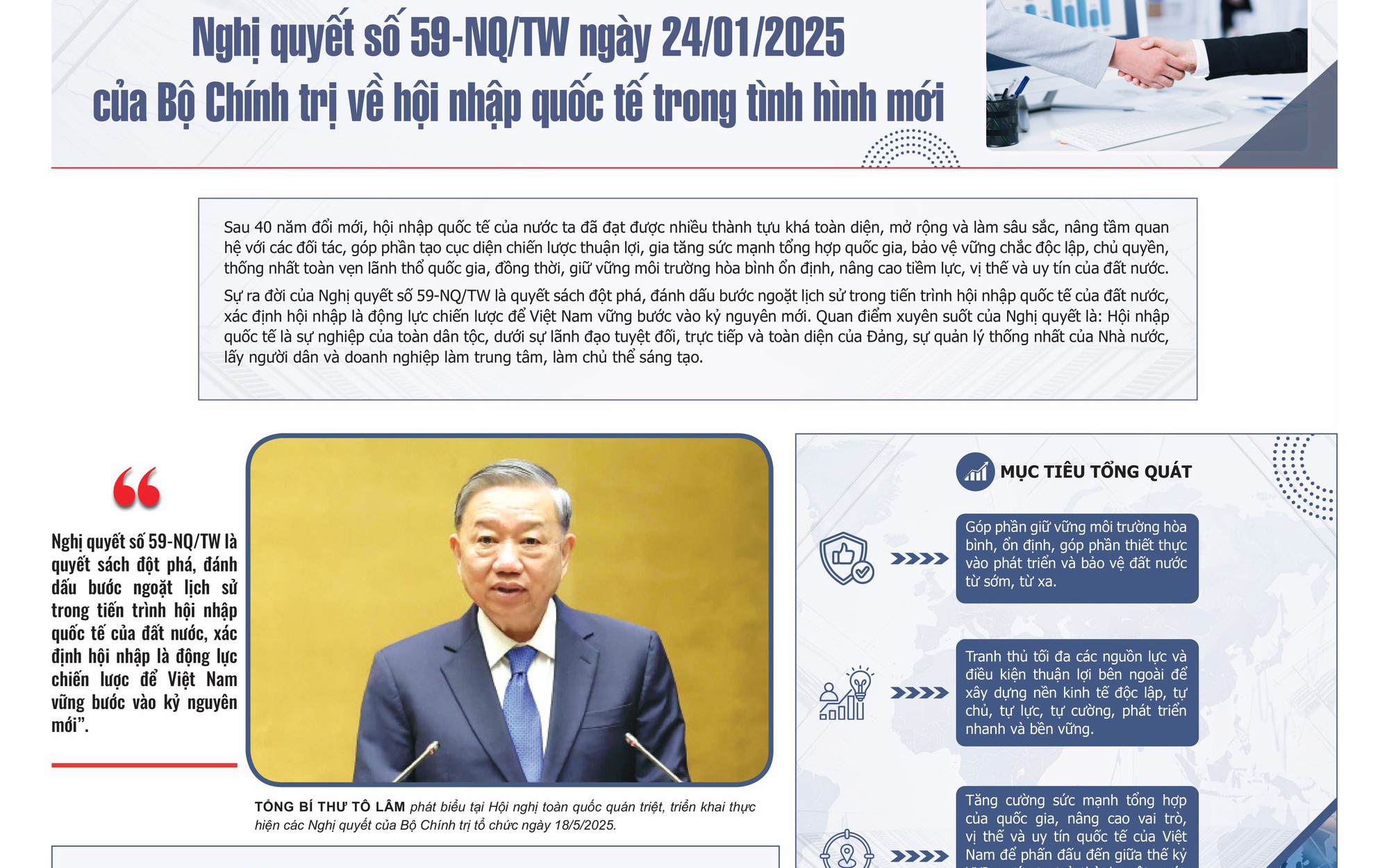 Infographic: Nghị quyết 59-NQ/TW về hội nhập quốc tế trong tình hình mới