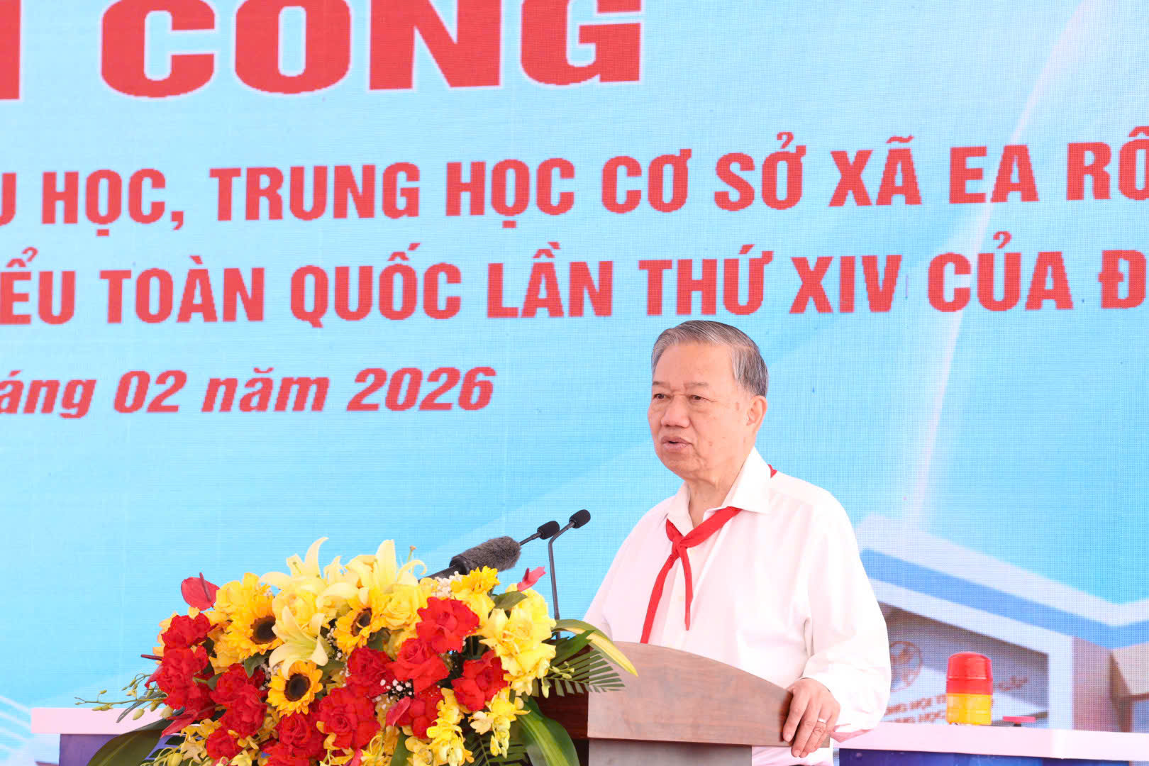 Tổng B&iacute; thư T&ocirc; L&acirc;m dự Lễ khởi c&ocirc;ng trường phổ th&ocirc;ng nội tr&uacute; tại Đắk Lắk - Ảnh 1.