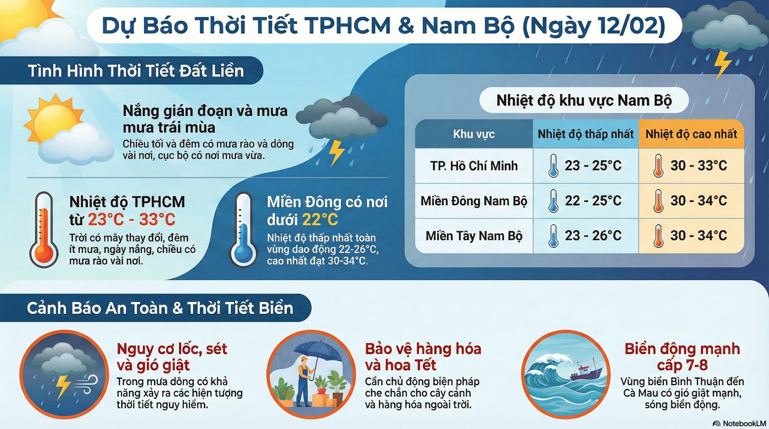 Dự báo thời tiết hôm nay, 12-2: TPHCM và Nam Bộ tiếp tục có mưa trái mùa - Ảnh 1.