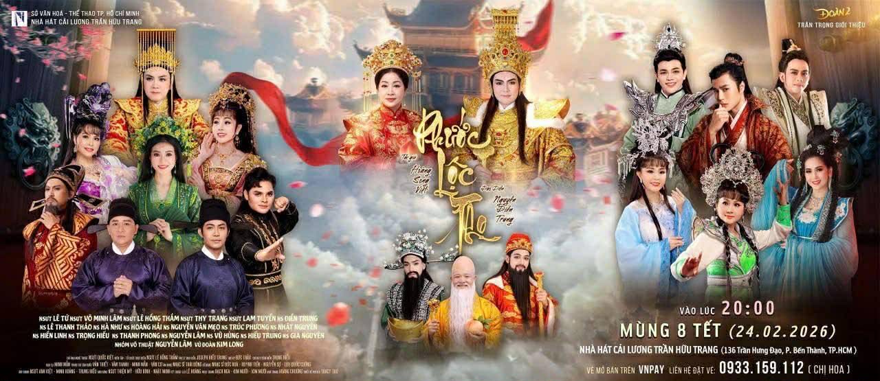 "Phước Lộc Thọ" &ndash; tiếng cười khai xu&acirc;n tr&ecirc;n s&acirc;n khấu cải lương Trần Hữu Trang - Ảnh 1.