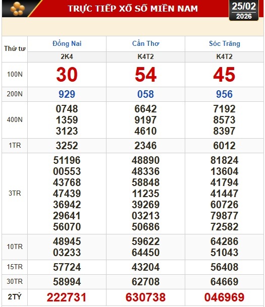 Kết quả xổ số h&ocirc;m nay, 25-2: Xổ số miền Nam - Đồng Nai, Cần Thơ, S&oacute;c Trăng - Ảnh 1.
