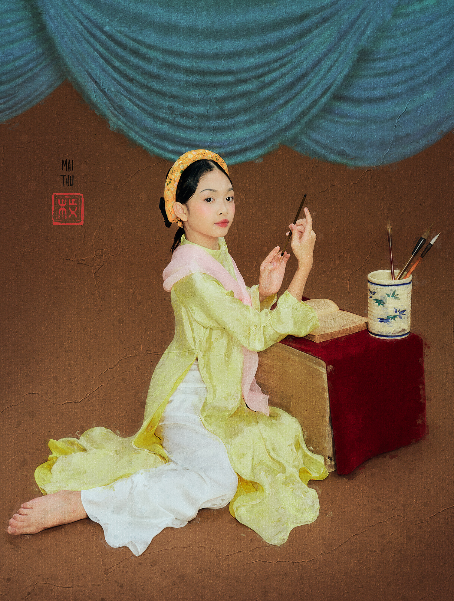 Ruby Tâm Nhi dịu dàng hóa nàng thơ mùa xuân trong tranh Đông Dương - Ảnh 4.