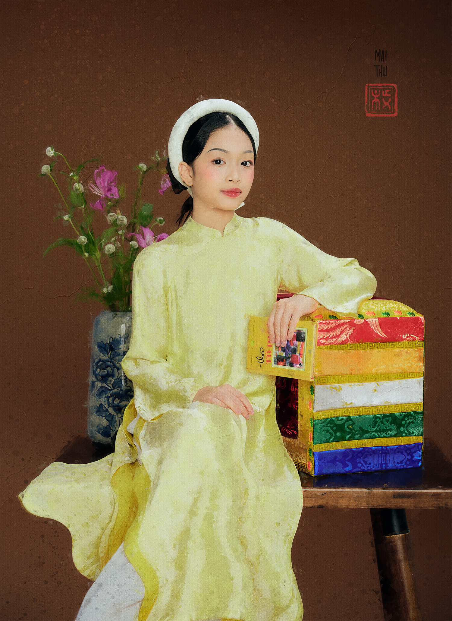 Ruby Tâm Nhi dịu dàng hóa nàng thơ mùa xuân trong tranh Đông Dương - Ảnh 1.
