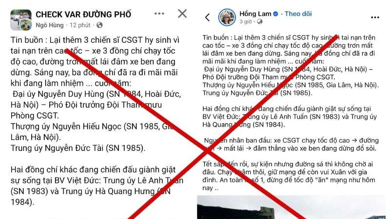 Th&ocirc;ng tin sai sự thật về 3 chiến sĩ CSGT hi sinh tr&ecirc;n cao tốc năm 2026 - Ảnh 1.