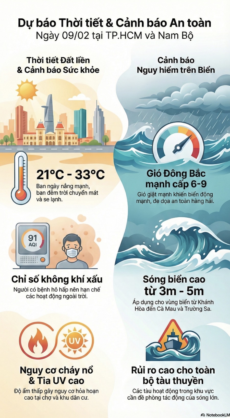 Dự báo thời tiết hôm nay, 9-2: Nam Bộ ngày nắng, chất lượng không khí TPHCM xấu - Ảnh 2.