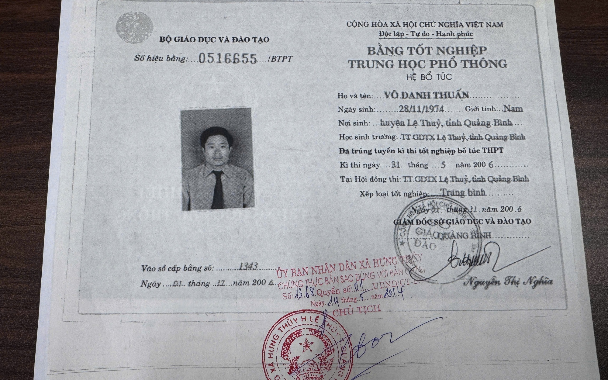 Bộ GD-ĐT đề nghị cung cấp hồ sơ học tập của Chủ tịch MTTQ xã ở Quảng Trị