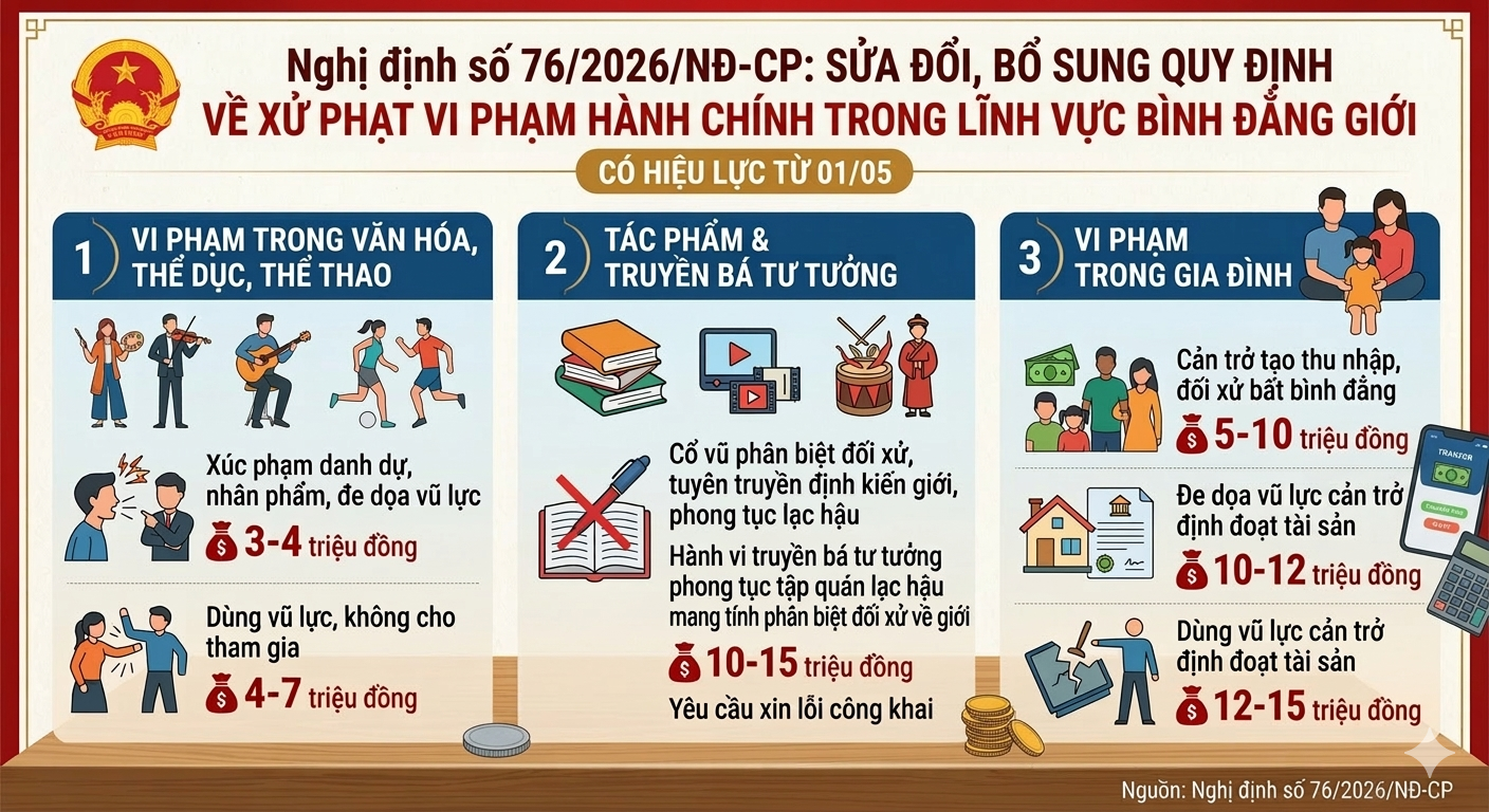 Phạt 10 triệu đồng nếu đối xử bất b&igrave;nh đẳng giữa c&aacute;c th&agrave;nh vi&ecirc;n trong gia đ&igrave;nh v&igrave; l&yacute; do giới t&iacute;nh  - Ảnh 1.