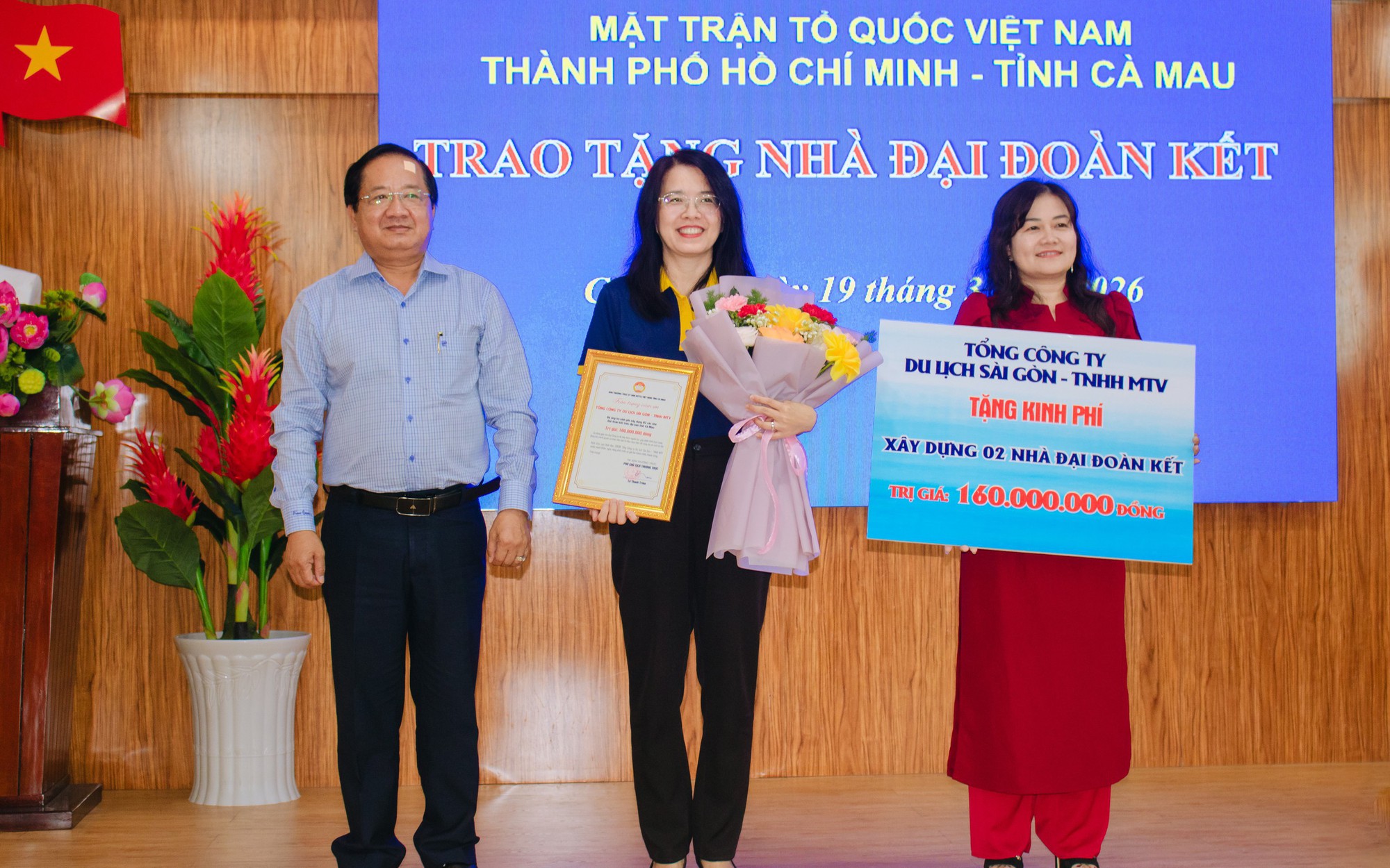 Saigontourist Group trao tặng kinh phí xây dựng 2 căn nhà Đại đoàn kết tại tỉnh Cà Mau