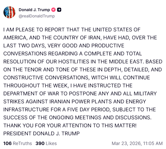 Ông Donald Trump hoãn “tối hậu thư Hormuz”, Iran nói “Mỹ nhượng bộ” - Ảnh 1.