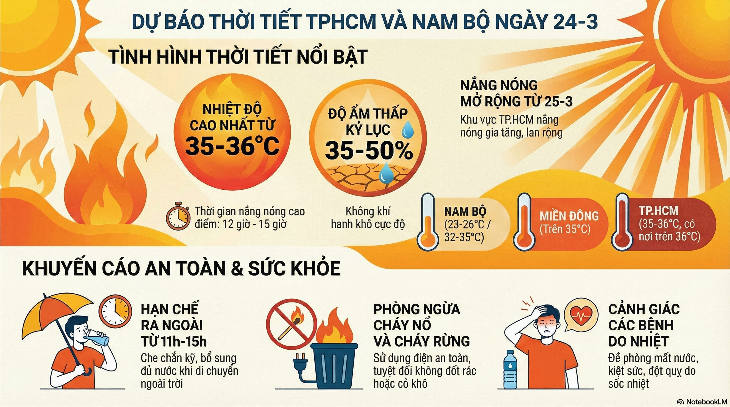 Dự báo thời tiết hôm nay, 24-3: Nắng nóng duy trì ở TPHCM và Nam Bộ - Ảnh 1.