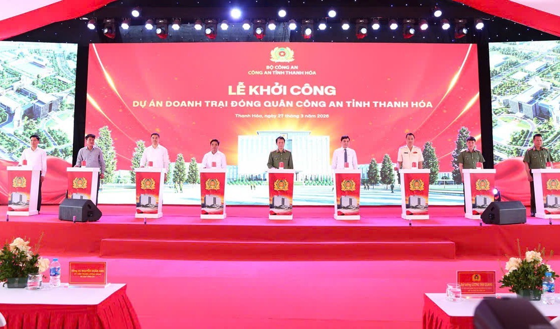 Đại tướng Lương Tam Quang dự lễ khởi c&ocirc;ng doanh trại C&ocirc;ng an tỉnh Thanh H&oacute;a - Ảnh 3.